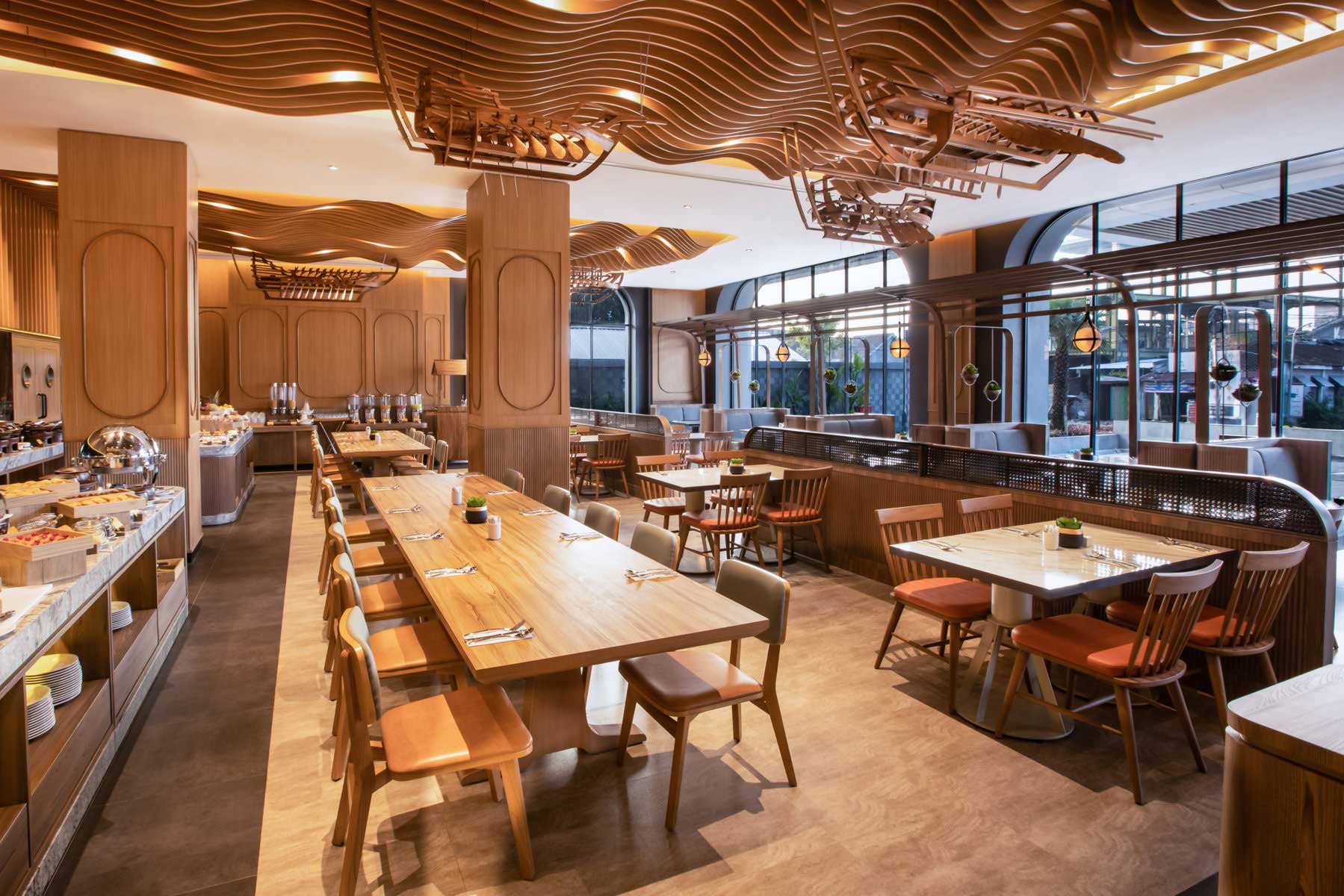 a large room with tables and chairs for Life Balance